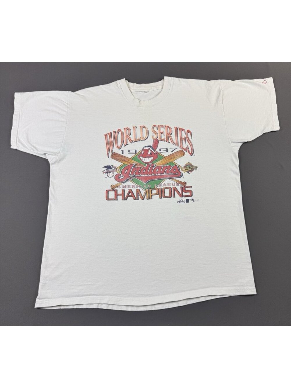 Rare Vintage 90s Cleveland Indians MLB 1997 World Champions Baseball Fade XL Fit